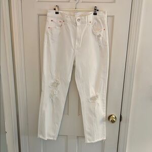 Gap Cheeky Straight High Rise in White Destroy